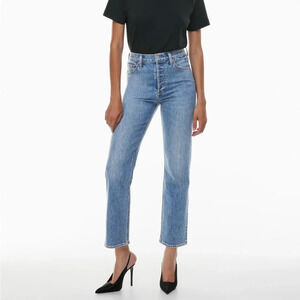 Denim Forum The Arlo Hi-Rise Straight Jean Smells Like Bleu Spirit Blue